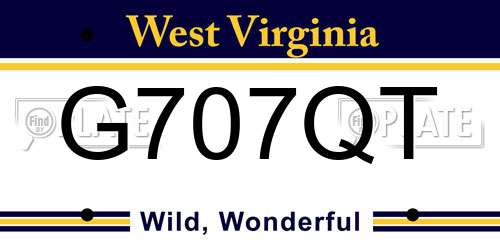 G707QT West Virginia License Plate
