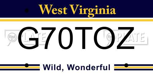 G70TOZ West Virginia License Plate