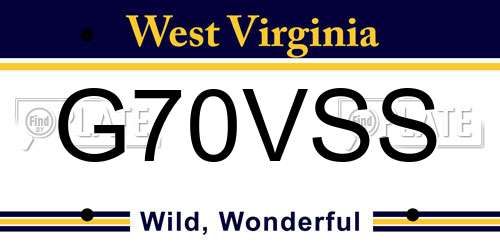 G70VSS West Virginia License Plate
