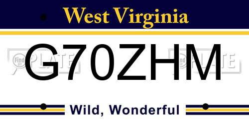 G70ZHM West Virginia License Plate