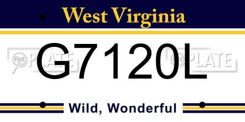 G7120L West Virginia License Plate