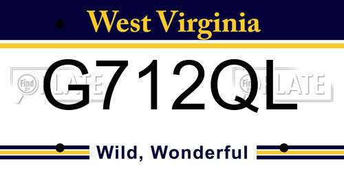 G712QL West Virginia License Plate