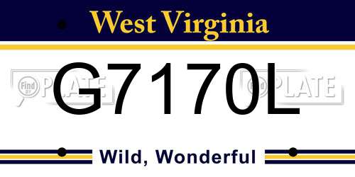 G7170L West Virginia License Plate