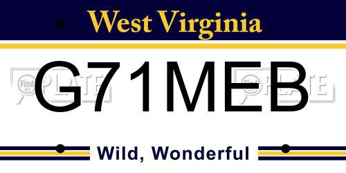 G71MEB West Virginia License Plate