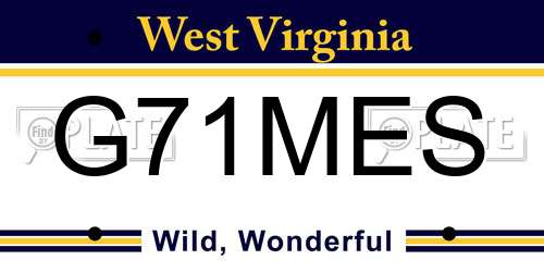 G71MES West Virginia License Plate