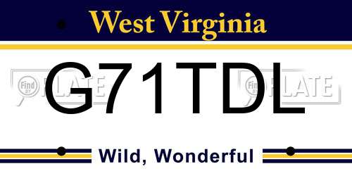 G71TDL West Virginia License Plate