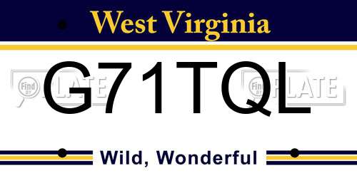G71TQL West Virginia License Plate