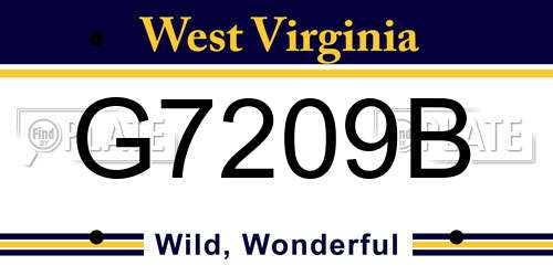 G7209B West Virginia License Plate