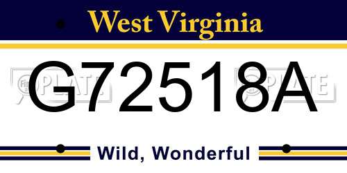 G72518A West Virginia License Plate