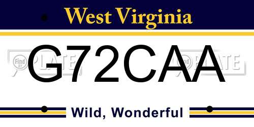 G72CAA West Virginia License Plate