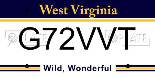 G72VVT West Virginia License Plate