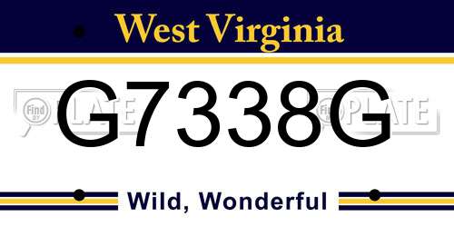 G7338G West Virginia License Plate