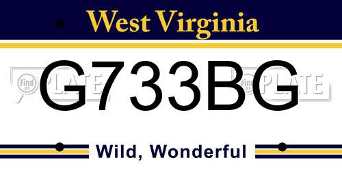 G733BG West Virginia License Plate