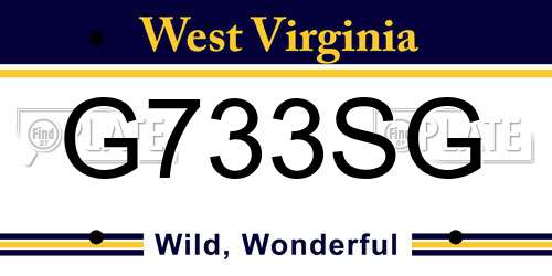 G733SG West Virginia License Plate