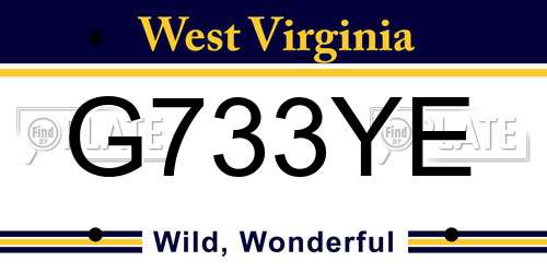 G733YE West Virginia License Plate