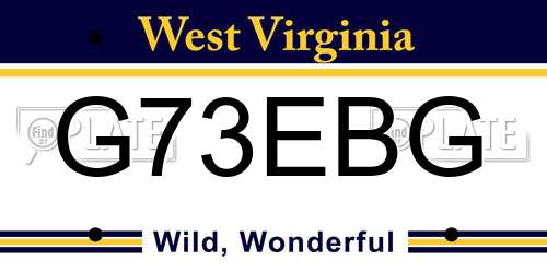 G73EBG West Virginia License Plate