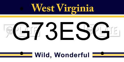 G73ESG West Virginia License Plate