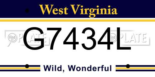 G7434L West Virginia License Plate