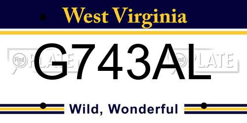 G743AL West Virginia License Plate