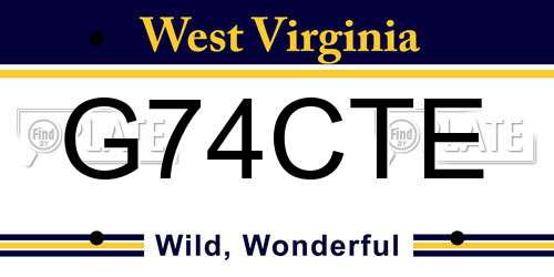 G74CTE West Virginia License Plate