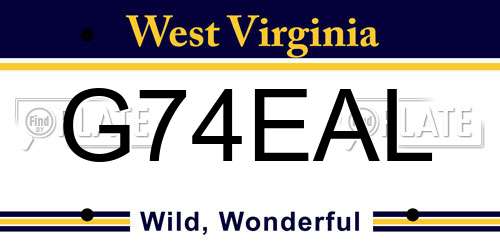 G74EAL West Virginia License Plate