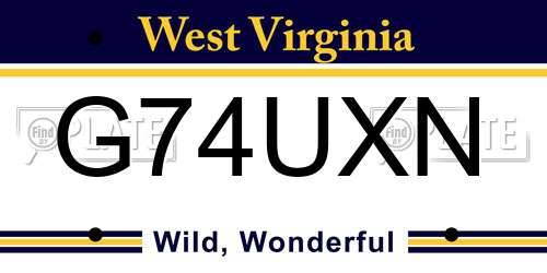 G74UXN West Virginia License Plate