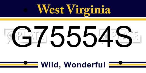 G75554S West Virginia License Plate