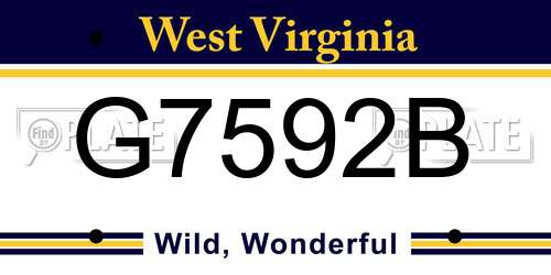 G7592B West Virginia License Plate