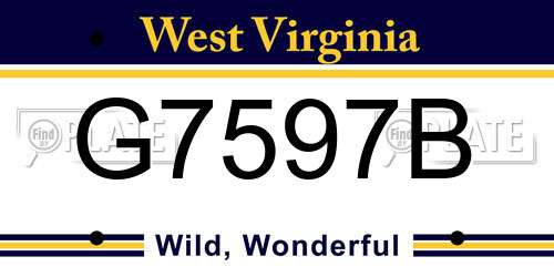 G7597B West Virginia License Plate