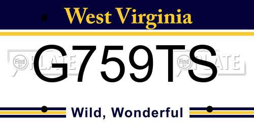 G759TS West Virginia License Plate