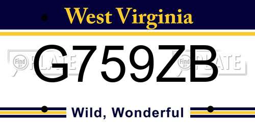 G759ZB West Virginia License Plate
