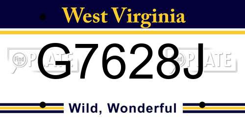G7628J West Virginia License Plate