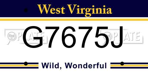 G7675J West Virginia License Plate