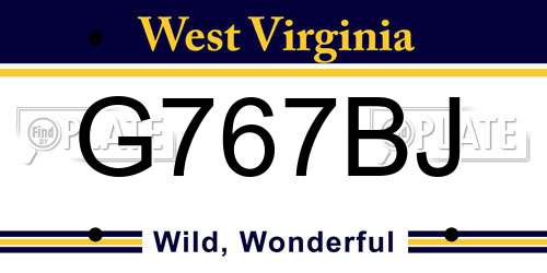 G767BJ West Virginia License Plate