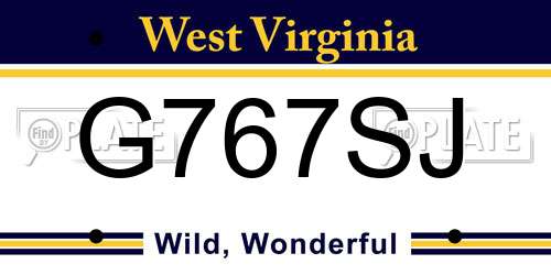 G767SJ West Virginia License Plate