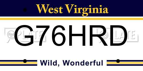 G76HRD West Virginia License Plate