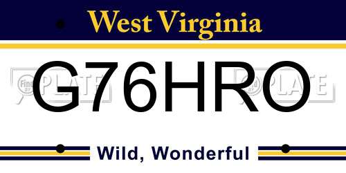 G76HRO West Virginia License Plate