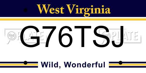 G76TSJ West Virginia License Plate