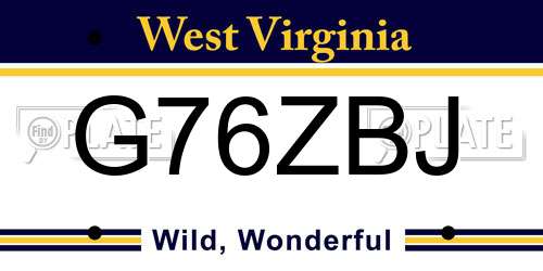 G76ZBJ West Virginia License Plate