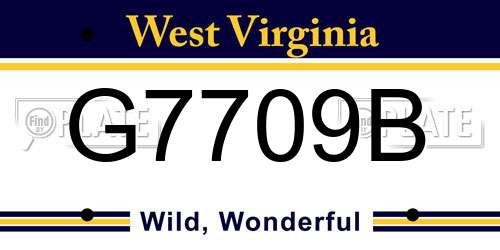 G7709B West Virginia License Plate