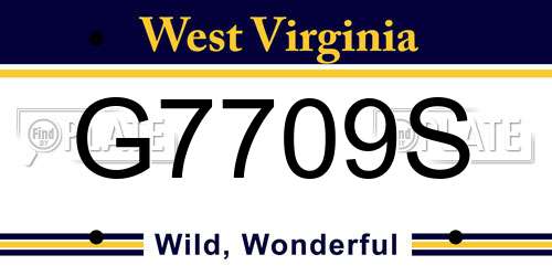 G7709S West Virginia License Plate