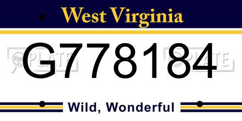 G778184 West Virginia License Plate