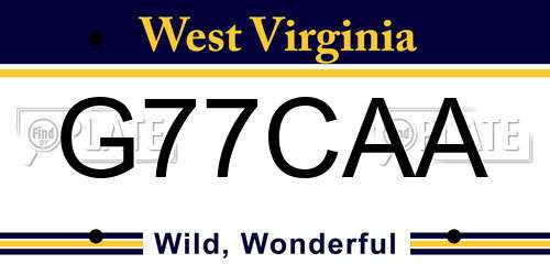 G77CAA West Virginia License Plate