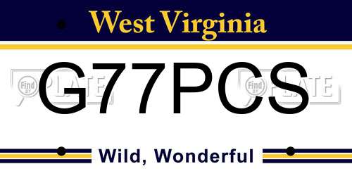 G77PCS West Virginia License Plate