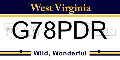 G78PDR West Virginia License Plate