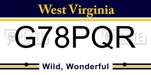 G78PQR West Virginia License Plate