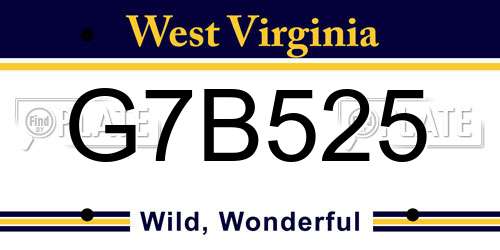 G7B525 West Virginia License Plate