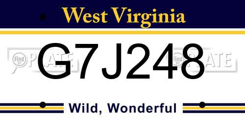 G7J248 West Virginia License Plate