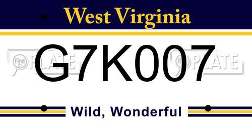 G7K007 West Virginia License Plate