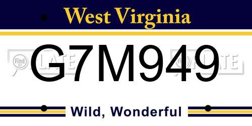 G7M949 West Virginia License Plate